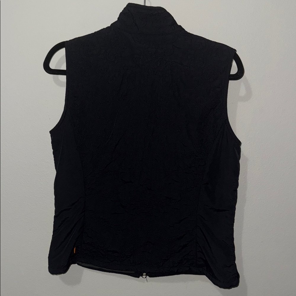 Lucy Black Stitched Nylon Vest Womens Medium Pockets Warm Winter Full Zip - Picture 6 of 9